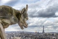 Gargoyle looking to Eiffel tower Royalty Free Stock Photo