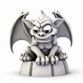 Gargoyle, mythical scary creature, funny cute cartoon 3d illustration on white background