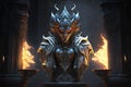 Gargoyle Ornate Ice Fire Headdress Fiery Eyes. Generative AI