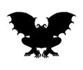 Gargoyle silhouette isolated. Stone demonic character, monster. Fantastic architectural object