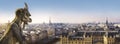 Gargoyle statue and Panoramic view of Paris from Notre Dame Cathedral Royalty Free Stock Photo