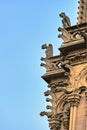 Gargoyle and Turret Gothic facade of the cathedral Notre-Dame de Paris Royalty Free Stock Photo