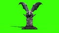 Gargoyles Animated Statue Front Green Screen 3D Rendering Animation