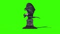 Gargoyles Animated Statue Side Green Screen 3D Rendering Animation