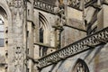 Gargoyles decorate the facade of Notre-Dame cathedral in Argentan (France)