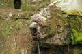 Gargoyles with holy water in the complex of royal tombs of the Udayan dynasty. Ancient royal tombs at Gunung Kawi Temple. Funeral