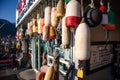 Garibaldi, Oregon, USA, August, 8, 2019, Port of Garibaldi on the Pacific Ocean, Fish store called the Spot with antique buoys