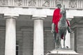 Garibaldi's statue with a red cape