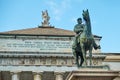 Garibaldi statue and opera-house in Genoa Royalty Free Stock Photo