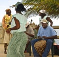 Garifuna Dancer and Musicians, Honduras Royalty Free Stock Photo