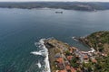 Garipce Village, view from the helicopter. Garipce Village. Garipce is a village in Sariyer district of Istanbul Province, Turkey Royalty Free Stock Photo