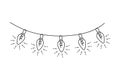 Garland bulbs in doodle style for decoration journal, planner and diary. Outline garland for design and print for