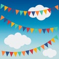 Garland bunting colorful multicolor sky carnival party birthday vector illustration