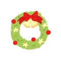 garland christmas wreath cartoon vector illustration Royalty Free Stock Photo