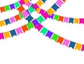Garland of color Party flags Isolated on White background. Royalty Free Stock Photo