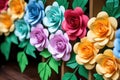 a garland of colorful paper flowers Royalty Free Stock Photo