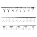 Garland with flags hanging set for design banner, border, frame, sticker. sketch hand drawn doodle. scandinavian monochrome Royalty Free Stock Photo