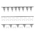 Garland with flags hanging set for design banner, border, frame, sticker. sketch hand drawn doodle. vector scandinavian monochrome Royalty Free Stock Photo