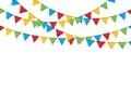 Garland with flags for party, birthday background. Bunting festive, carnival, fair banner with triangle flags of happy.Hanging