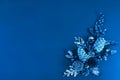 Christmas decorations in the trendy classic blue color of the year. Royalty Free Stock Photo