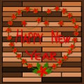 Garland Heart Flower, Happy New Year Card, illustration