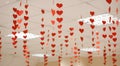 Garland heart-shaped decor hanging from ceiling,