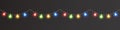 Garland lights decoration. Christmas color lights on long banner. Led neon lamp. Glow colored bulb string. Bright