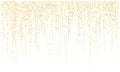 Garland lights gold glitter hanging vertical lines vector holiday background.