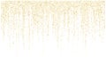 Garland lights gold glitter hanging vertical lines vector holiday background.