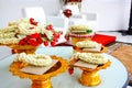 Garland on the Phan Thai traditional upstep dish on the table and letter card, prepare for ceremony and event