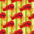 Garland of poppies and wheat. Seamless pattern