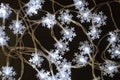 Garland snowflakes on the Christmas tree. Christmas decor. Glowing snowflakes. Preparation for the New year and Christmas. Royalty Free Stock Photo