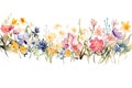 A garland of wildflowers, watercolor botanical illustration. Generative AI