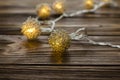 Garland on wooden background