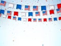 Garlands of USA flags. Banner to celebrate