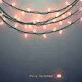 Garlands for Christmas. Festive light bulbs. Vector. Bright light, flash. Background with flash, rays. Vector background Royalty Free Stock Photo