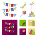 Garlands, cocktail and other accessories at the party.Party and partits set collection icons in cartoon,flat style