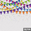 garlands and confetti background with vector transparency Royalty Free Stock Photo