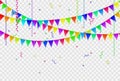 Garlands of flags and confetti with ribbons Royalty Free Stock Photo