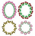 Garlands of flowers and butterflies - set - vector Royalty Free Stock Photo