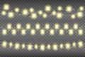 Garlands light ribbon for festive, holiday on a transparent background