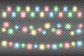 Garlands light ribbon for festive, holiday on a transparent background