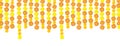 Garlands of marigolds hanging down isolated on a white background. A border of flowers. Format horizontal banner. Vector graphics