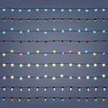 Garlands seamless horizontal borders set. Royalty Free Stock Photo