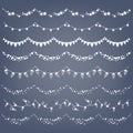 Garlands seamless horizontal borders set. Royalty Free Stock Photo