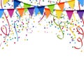 garlands, streamers and confetti background