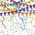 garlands, streamers and confetti background