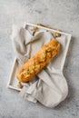garlic baguette on a gray background Royalty Free Stock Photo