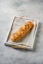 garlic baguette on a gray background Royalty Free Stock Photo