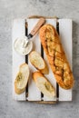 garlic baguette on a gray background Royalty Free Stock Photo